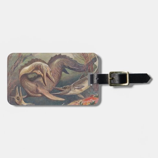 Vintage Mosasaurus vs. Ichthyosaurs Print Bagagelabel (Voorkant horizontaal)
