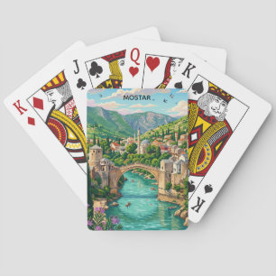 Vintage Mostar Bosnië Oude Brug Stari Balkan Pokerkaarten