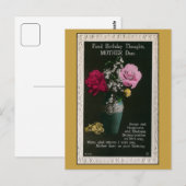 Vintage mother birthday, flowers, poem briefkaart (Voorkant / Achterkant)