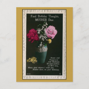 Vintage mother birthday, flowers, poem briefkaart