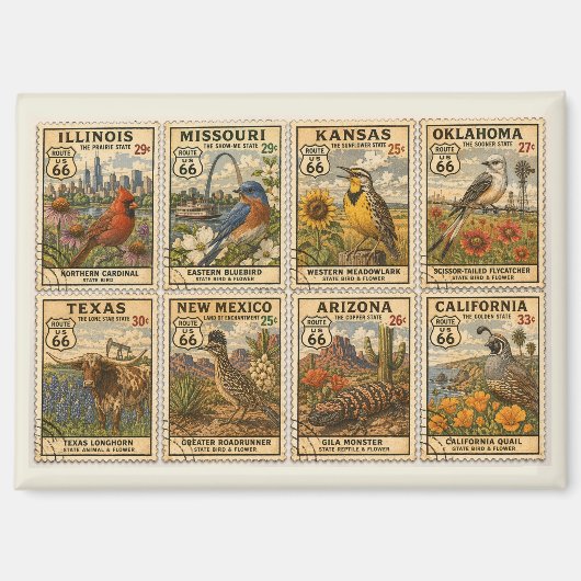 Vintage Mother Road Collage Koelkast Magneet (Voorkant)