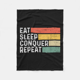 Vintage Motivatie Grappig Retro - Eten Slapen Over Fleece Deken