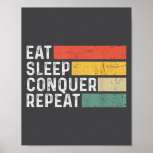 Vintage Motivatie Grappig Retro - Eten Slapen Over Poster