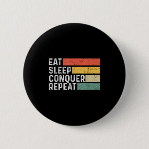 Vintage Motivatie Grappig Retro - Eten Slapen Over Ronde Button 5,7 Cm
