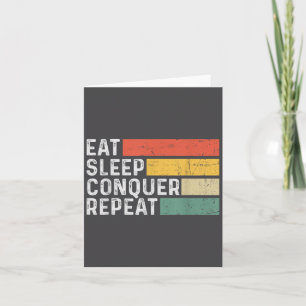Vintage Motivatie Grappig Retro - Eten Slapen Vero Kaart