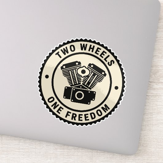 Vintage Motorcycle Engine Freedom Emblem Sticker (Detail)