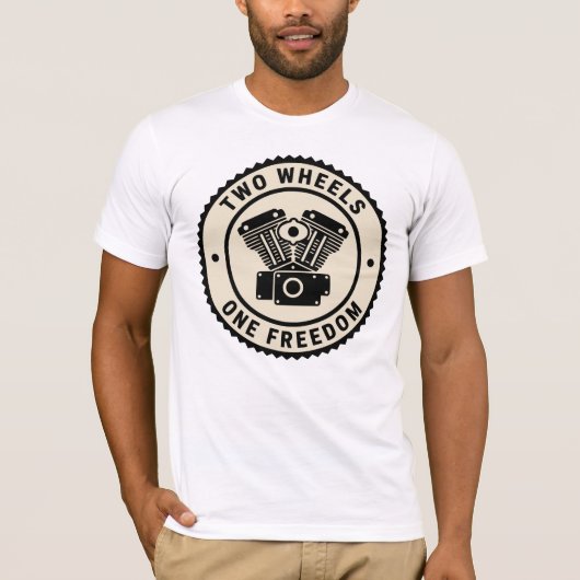 Vintage Motorcycle Engine Freedom Emblem T-shirt (Voorkant)
