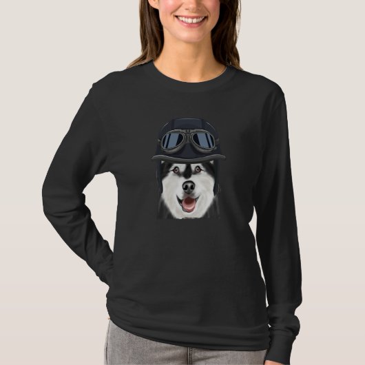 Vintage Motorcycle Helmet Alaskan Malamute T-shirt (Voorkant)