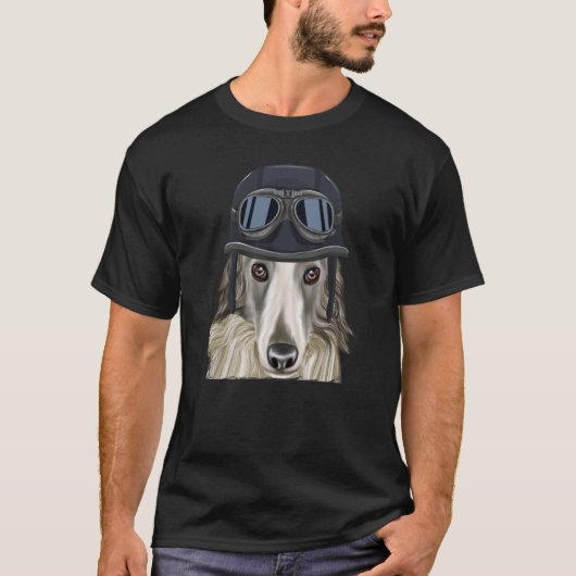 Vintage Motorcycle Helmet Borzoi T-shirt (Voorkant)