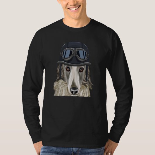 Vintage Motorcycle Helmet Borzoi T-shirt (Voorkant)