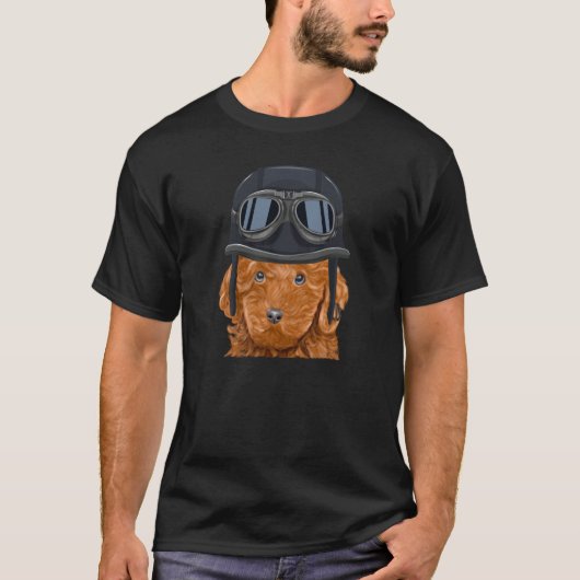 Vintage Motorcycle Helmet Brown Poodle T-shirt (Voorkant)