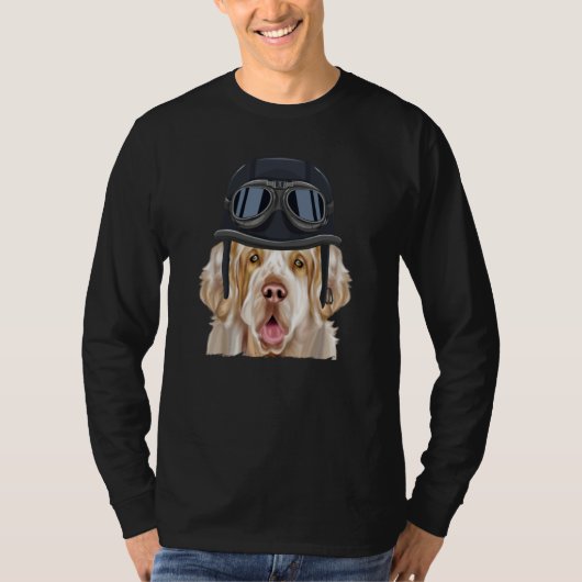 Vintage Motorcycle Helmet Clumber Spaniel T-shirt (Voorkant)