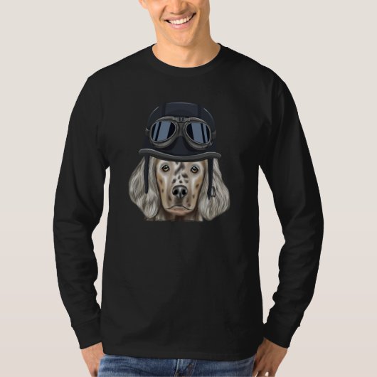 Vintage Motorcycle Helmet English Setter T-shirt (Voorkant)