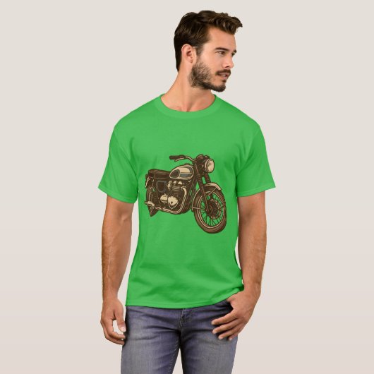 Vintage Motorcycle Illustration T-shirt (Voorkant volledig)