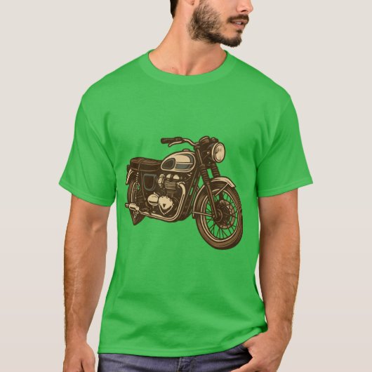Vintage Motorcycle Illustration T-shirt (Voorkant)