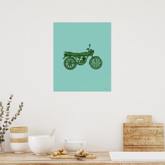 Vintage Motorcycle Poster - Hand Sketched (Keuken)