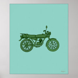 Vintage Motorcycle Poster - Hand Sketched 