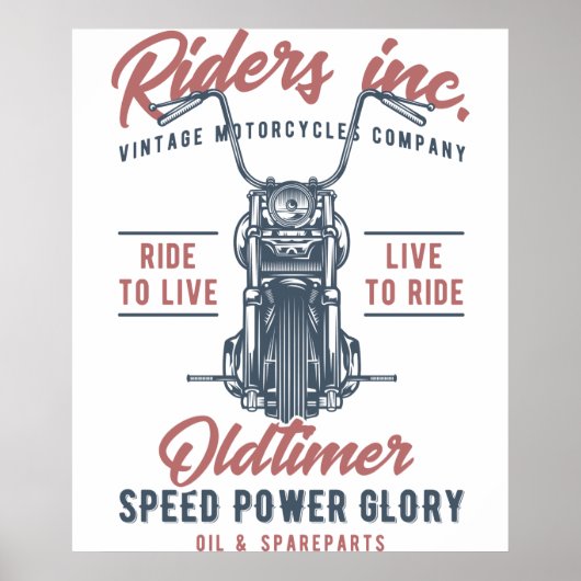 Vintage Motorcycle Riders Inc Poster (Voorkant)