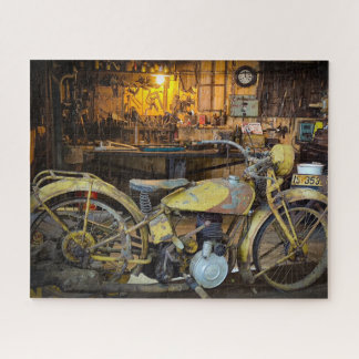 Vintage Motorcycle Workshop Industrial Scene Art Legpuzzel