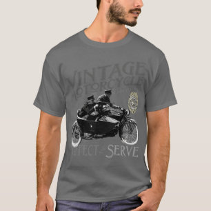 Vintage motorfiets beschermen en dienen t-shirt