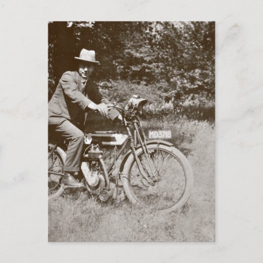 Vintage motorfiets c1920s sepia briefkaart (Voorkant)