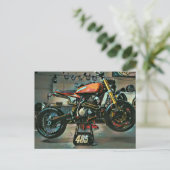 vintage motorfiets kunstwerk briefkaart (Staand voorkant)