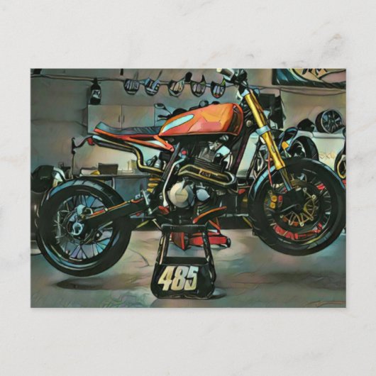 vintage motorfiets kunstwerk briefkaart (Voorkant)