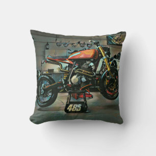 vintage motorfiets kunstwerk kussen
