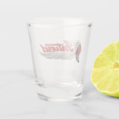 Vintage Motorfiets Logo Wit Shot Glas (Achterkant)