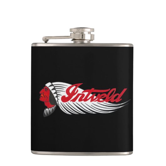 Vintage Motorfiets Logo Zwart Heupfles (Voorkant)