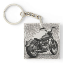 Vintage Motorfiets met Bloemframe – Retro Biker