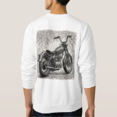 Vintage Motorfiets met Bloemframe – Retro Biker Trui (Achterkant)