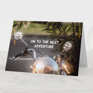 Vintage motorfiets, pensioenkaart voor hem kaart