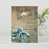 Vintage Motorfiets Trouw Motor Blauwe Kaart (Staand voorkant)