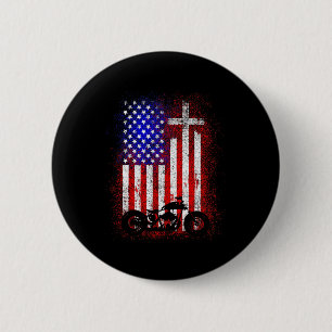 Vintage Motorfiets Usa Vlag Christelijk Geloof Voo Ronde Button 5,7 Cm