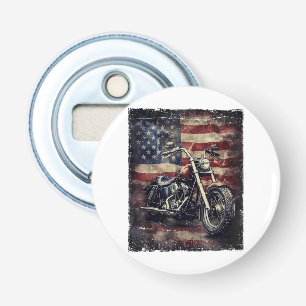 Vintage Motorfiets USA Vlag Retro Biker Amerikaans Button Flesopener