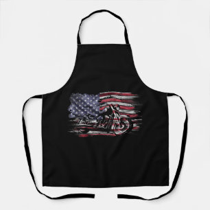 Vintage Motorfiets USA Vlag Retro Biker, Motorrijd Schort