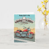 Vintage motorfiets Vaderdag Kaart (Gele Bloem)