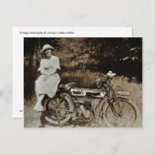 Vintage motorfietsc1920s sepia briefkaart (Voorkant / Achterkant)