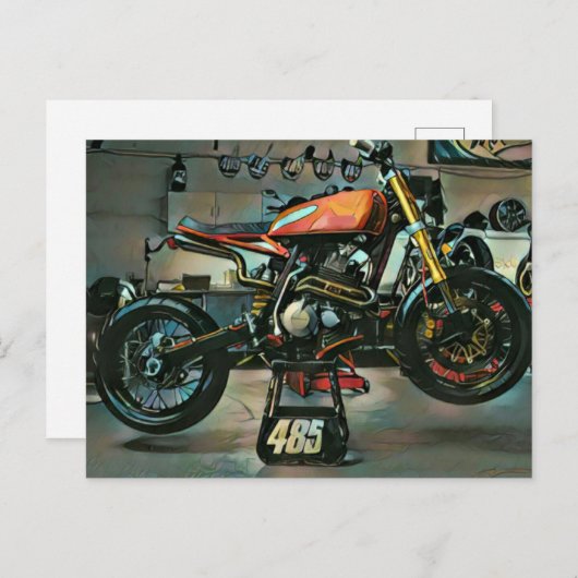 vintage motorfietskunst briefkaart (Voorkant / Achterkant)