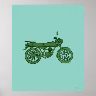 Vintage motorposter - handgeschetst poster