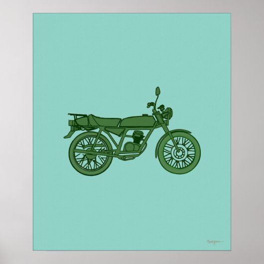 Vintage motorposter - handgeschetst poster (Voorkant)