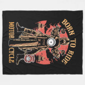 Vintage Motorrijder Fleece Deken (Voorkant (Horizontaal))
