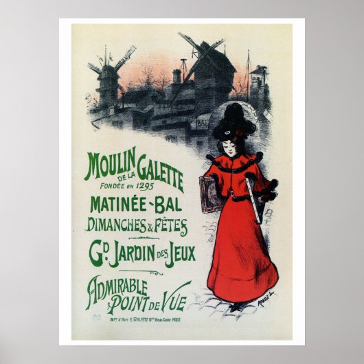 Vintage Moulin de la Galette Poster (Voorkant)