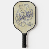 Vintage Mount Desert Island MN Kaart Blauwe Theevl Pickleball Paddle (Achterkant)