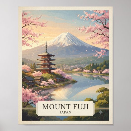 Vintage Mount Fuji Japan Reisposter | Japans  Poster (Voorkant)