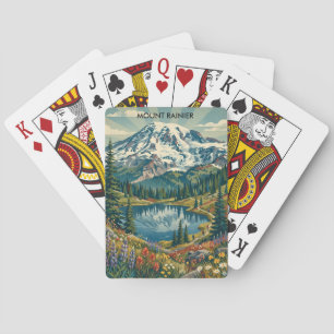 Vintage Mount Rainier National Park Bergen Pokerkaarten