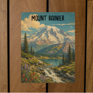 Vintage Mount Rainier National Park Landschap Briefkaart