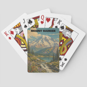 Vintage Mount Rainier National Park Landschap Pokerkaarten