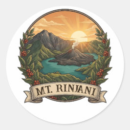 Vintage Mount Rinjani Indonesië Vulkaan Retro Ronde Sticker